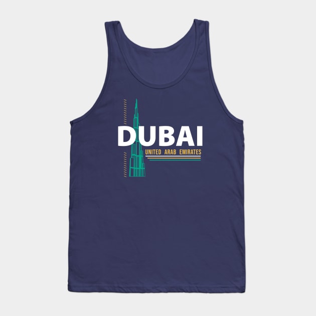 Retro Dubai United Arab Emirates Tower Skyline Vintage UAE Tank Top by Now Boarding